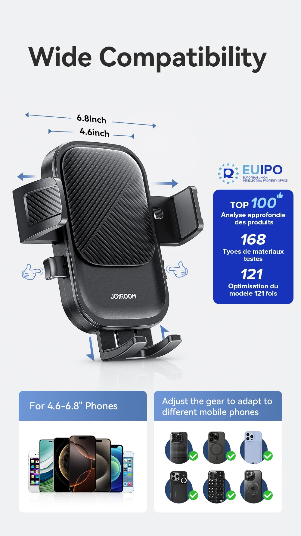 Joyroom Soporte para teléfono para automóvil 360 °   Soporte para teléfono con rotación de ventilación de aire para coche, soporte Universal para teléfono móvil manos libres para teléfonos de 4,7-6,9 pulgadas
