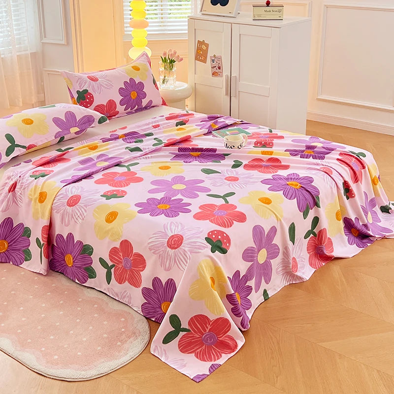 Sábanas Suaves y Agradables al Tacto, Estampadas, para el Hogar, Planas, para Cama King, Queen, Individual, Doble, Transpirables, Duraderas, 1 o 3 Piezas/Juego
