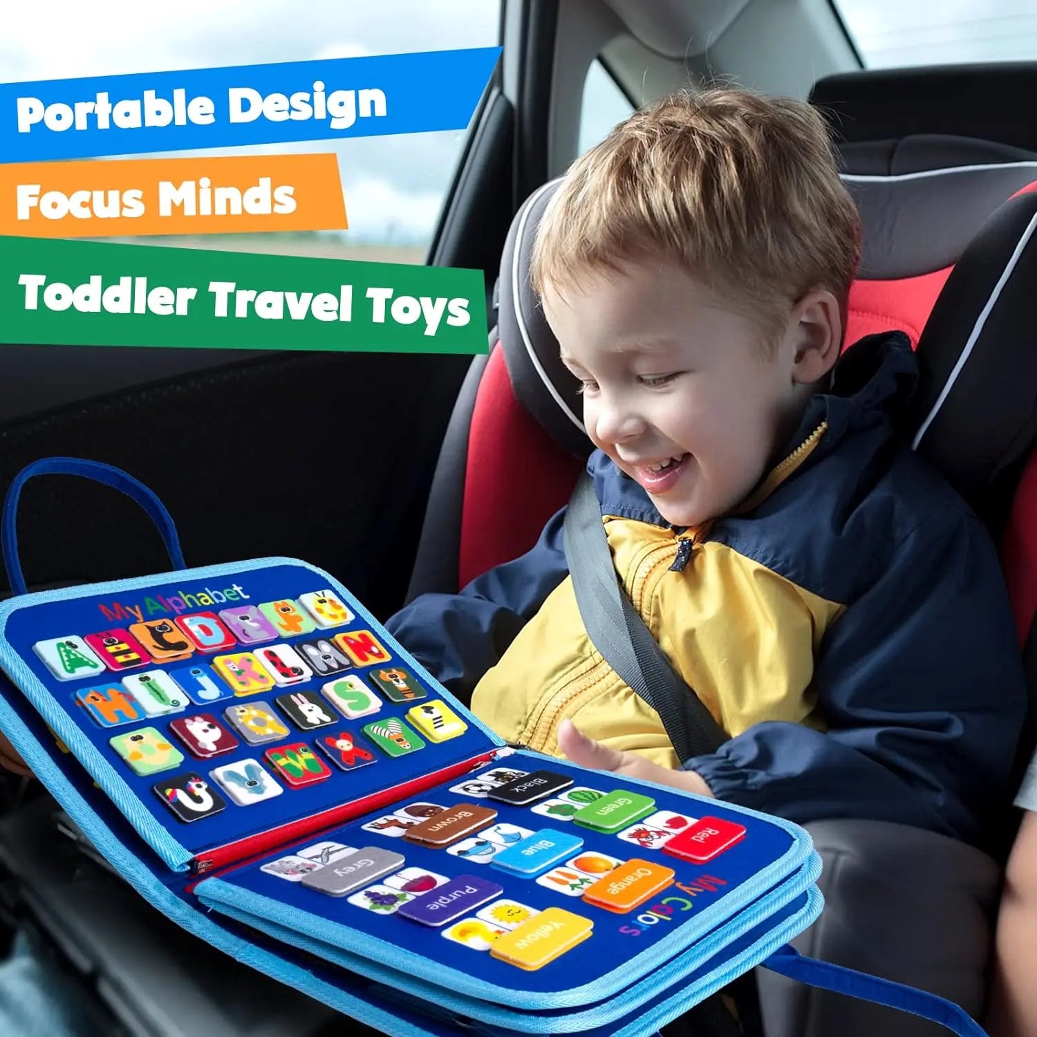 Juguetes Montessori, tablero ocupado, tablero de desarrollo de actividades sensoriales para niños pequeños para habilidades motoras, juguetes educativos de actividades de viaje