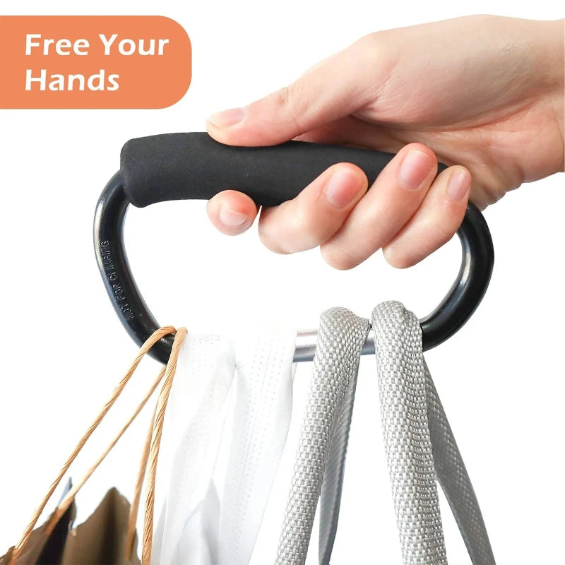 Mosquetón grande para cochecito, ganchos, organizador, anillo en D de aluminio, llavero con resorte, Clip, asa de transporte para colgar bolsos, bolsas de compras