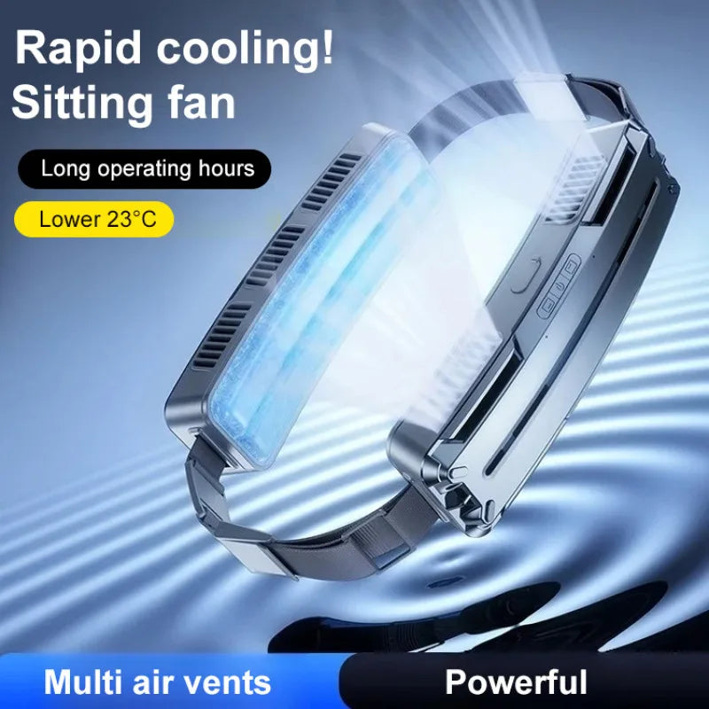 Mini ventilador pequeño Usb portátil multifuncional, ventilador de cintura colgante ajustable de 3 velocidades, ventilador de refrigeración recargable para exteriores, ventilador con correa de hielo