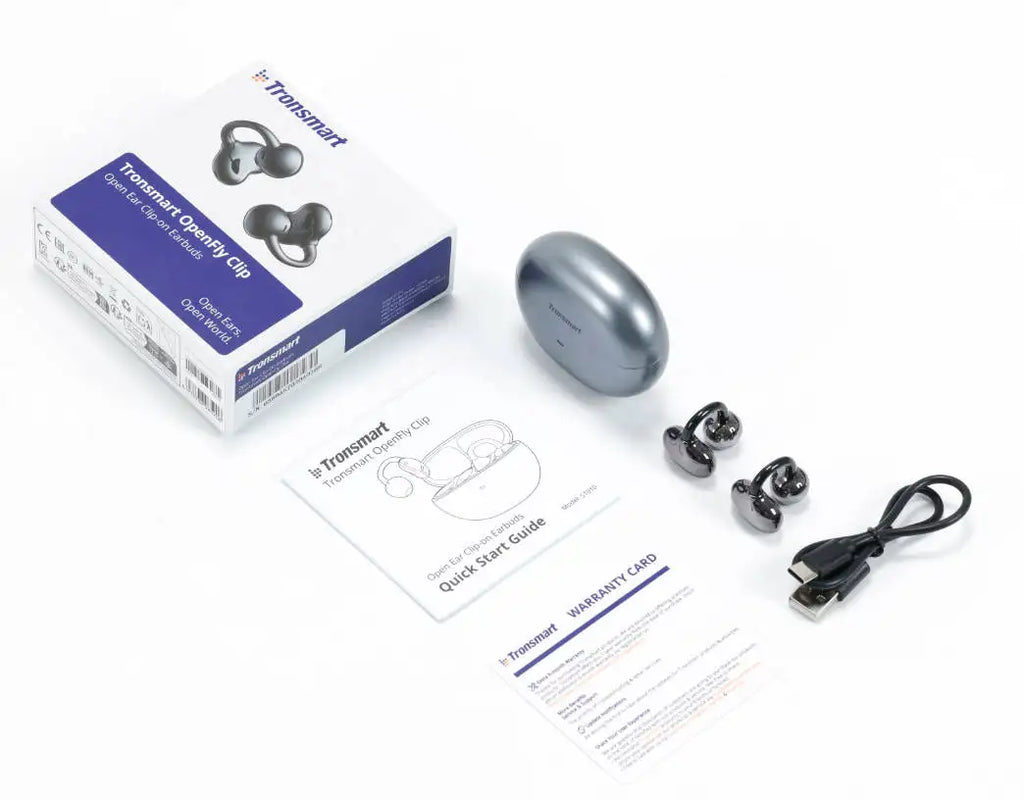 Tronsmart audífonos bluetooth OpenFly Clip con clip, Bluetooth 6.0, micrófono dual con IA, cancelación de ruido ambiental (ENC), ajuste flexible de titanio, 4,11 g, choice para correr