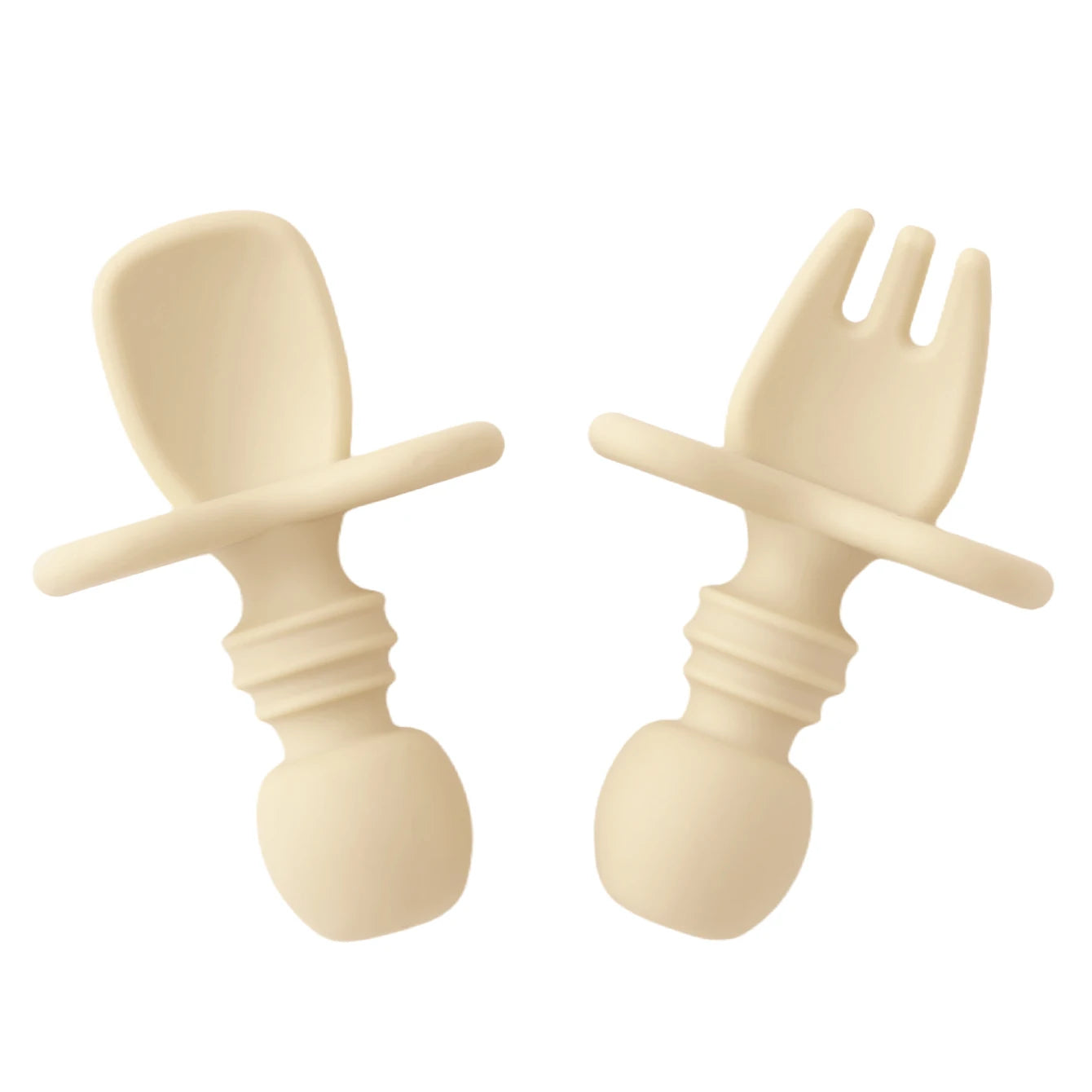 Color niños 2 uds juego de vajilla de silicona para bebé tenedor suave cuchara sin BPA Mini utensilios de alimentación portátiles Spork entrenamiento tenedor cuchara