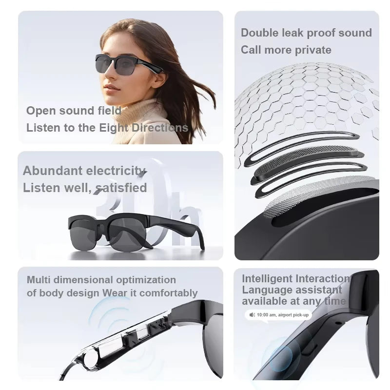 Lentes Inteligentes Lenovo 2026 con IA, Traducción IA, Llamadas Manos Libres HD, Registro de Chat IA, Reproducción de Música, Lentes de Sol Inteligentes 8K
