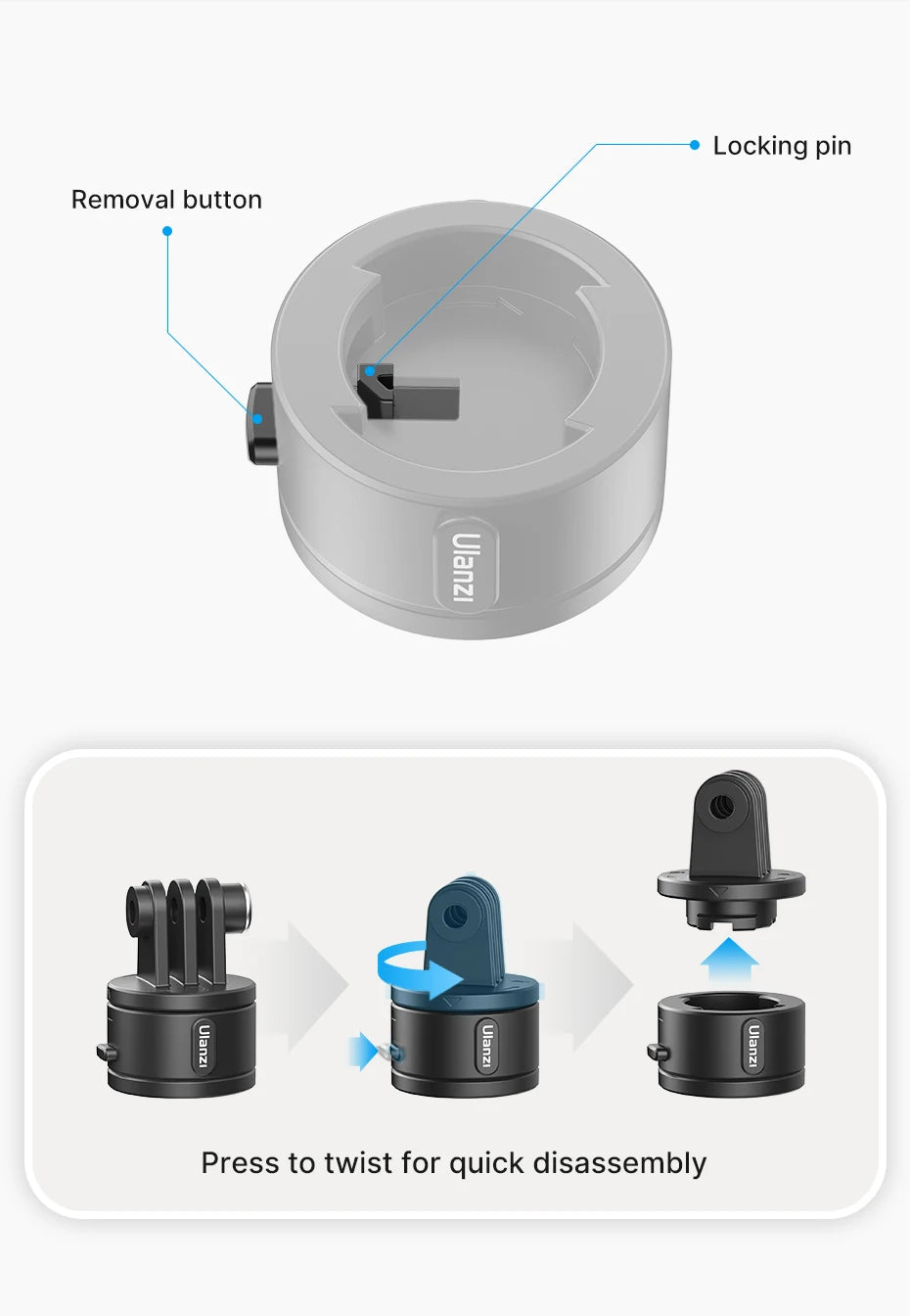 Ulanzi Go-Quick II Soporte magnético para correa de mochila de liberación rápida para Gopro para DJI OSMO para sistema QR de cámara de acción Insta360