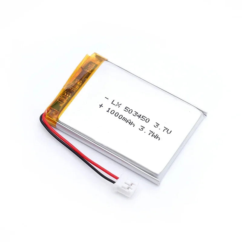 Batería Recargable de Litio Polímero de 1000 mAh y 3.7 V, Batería de Iones de Litio 523450/503450, PH2.0 de 2 Pines para GPS, Teléfono Inteligente, DVD, MP5