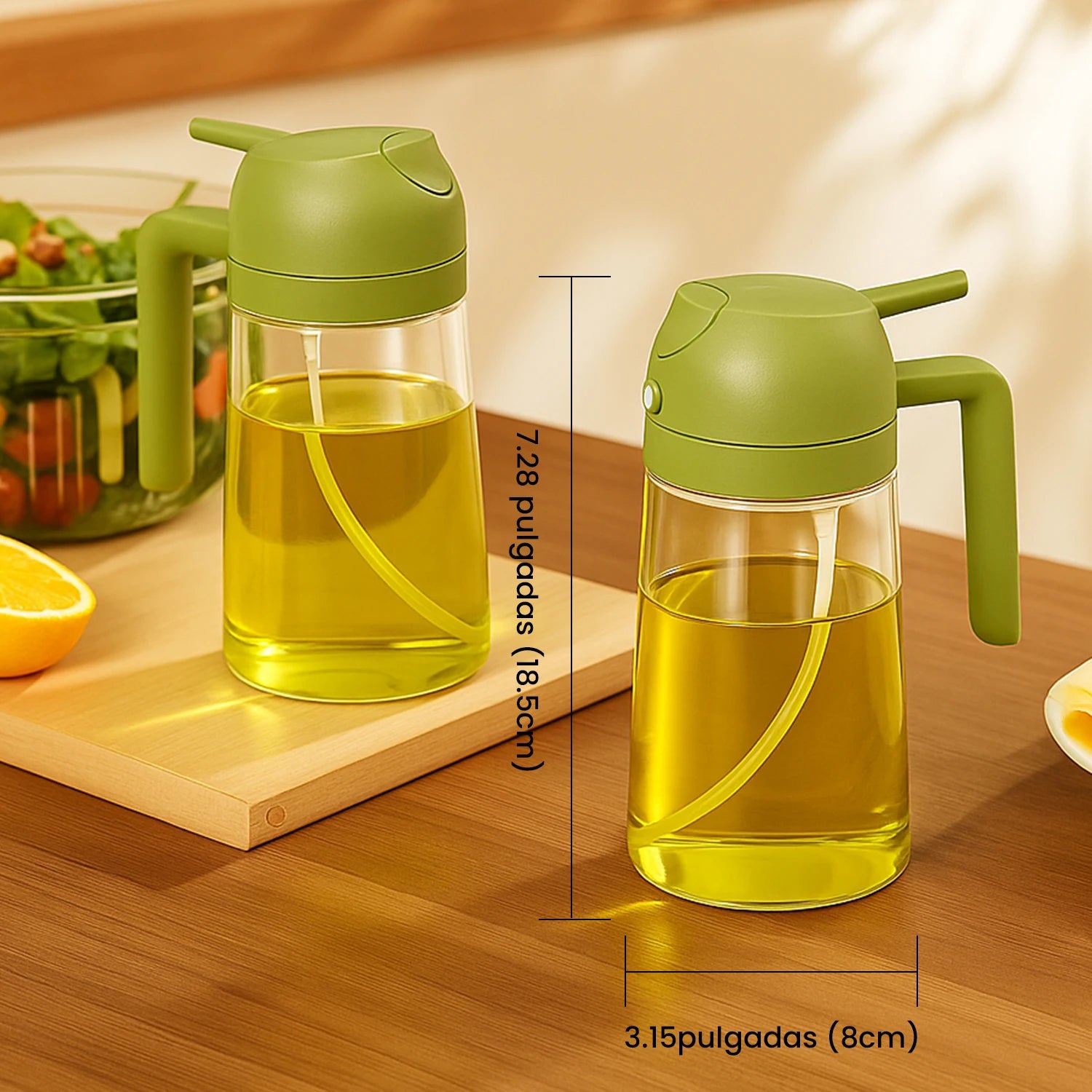 Botella pulverizadora de aceite de oliva para vertido de botella de aceite para cocinar especias de aceite dispensador de Camping con tapa automática agitador de especias