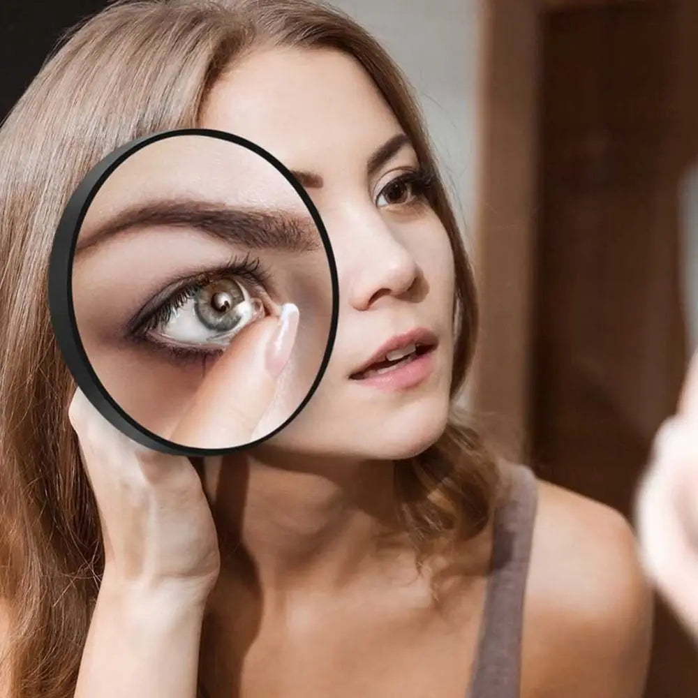 Espejo redondo para maquillaje, herramienta portátil de aumento HD de 10/20/30x, con dos ventosas de plástico, amplifica los poros y elimina el acné