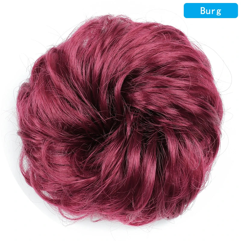 AZQUEEN-extensión de cabello de moño desordenado, banda elástica sintética, moño ondulado rizado, Scrunchies Donut Updo, postizo para mujer
