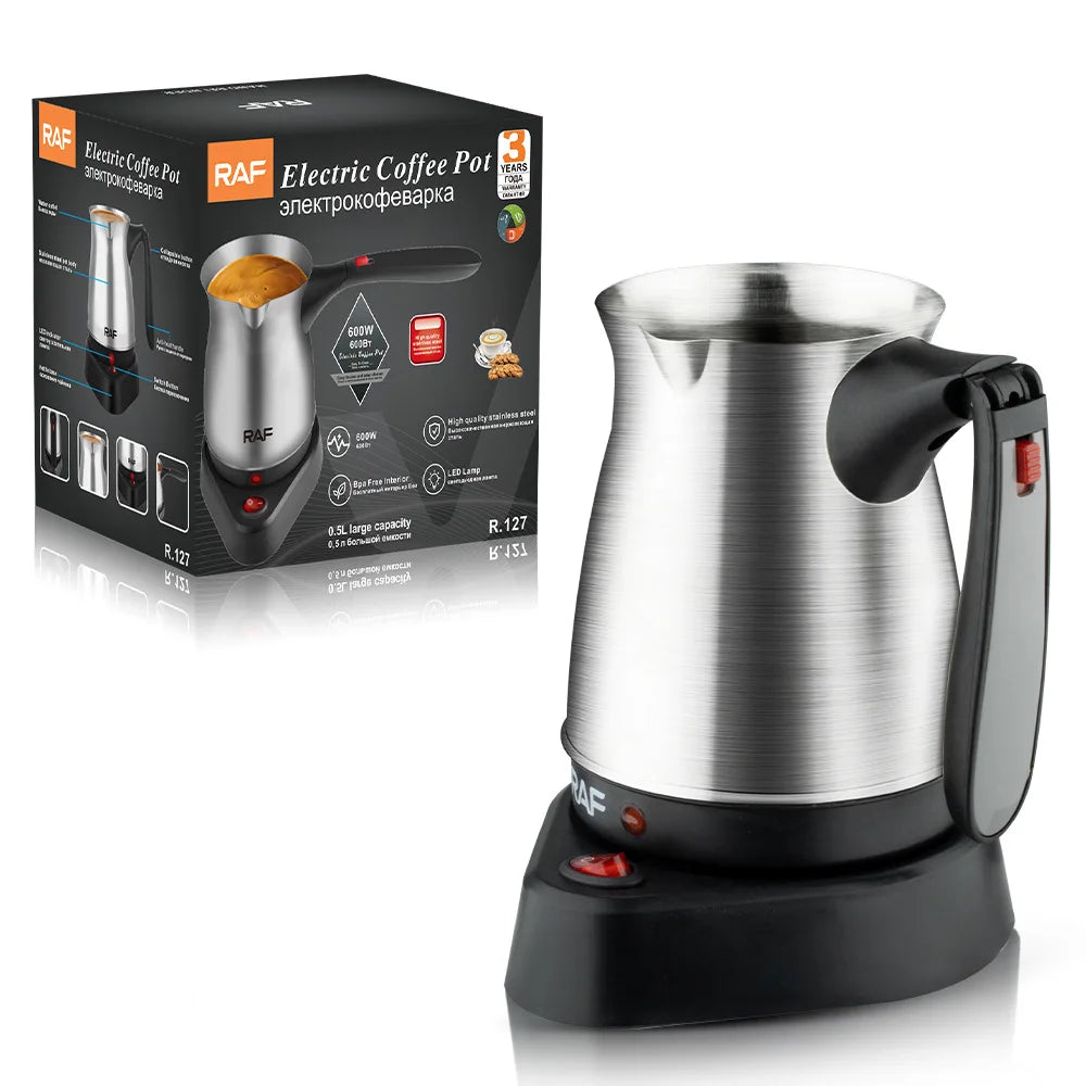 Cafetera turca de 600W, cafetera portátil italiana, árabe, griega, Moka, mango plegable, fácil para viajes en casa