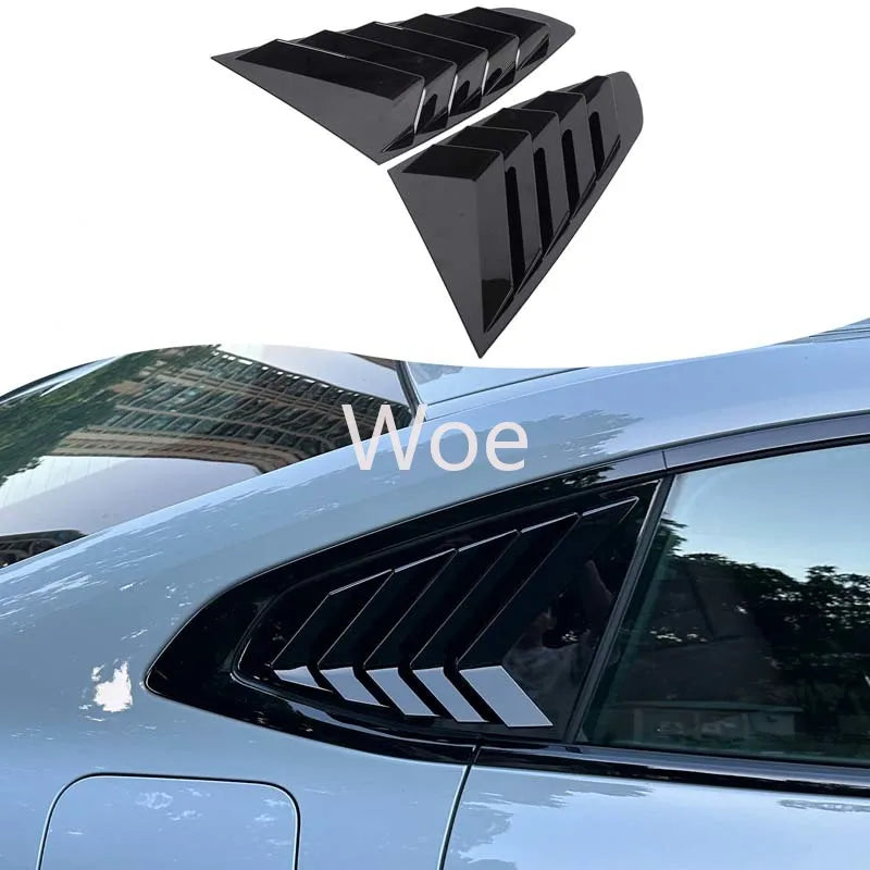 WoeFor 2020-2024 BMW Serie 4/i4 G22 persianas triangulares traseras ABS negro piano, accesorios de modificación exterior para coche, juego de 2 piezas