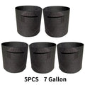 Paquete de 5 bolsas de cultivo, macetas de tela no tejida para plantar jardines con mango reforzado (3 galones, 4 galones, 5 galones, 7 galones, 30 galones)