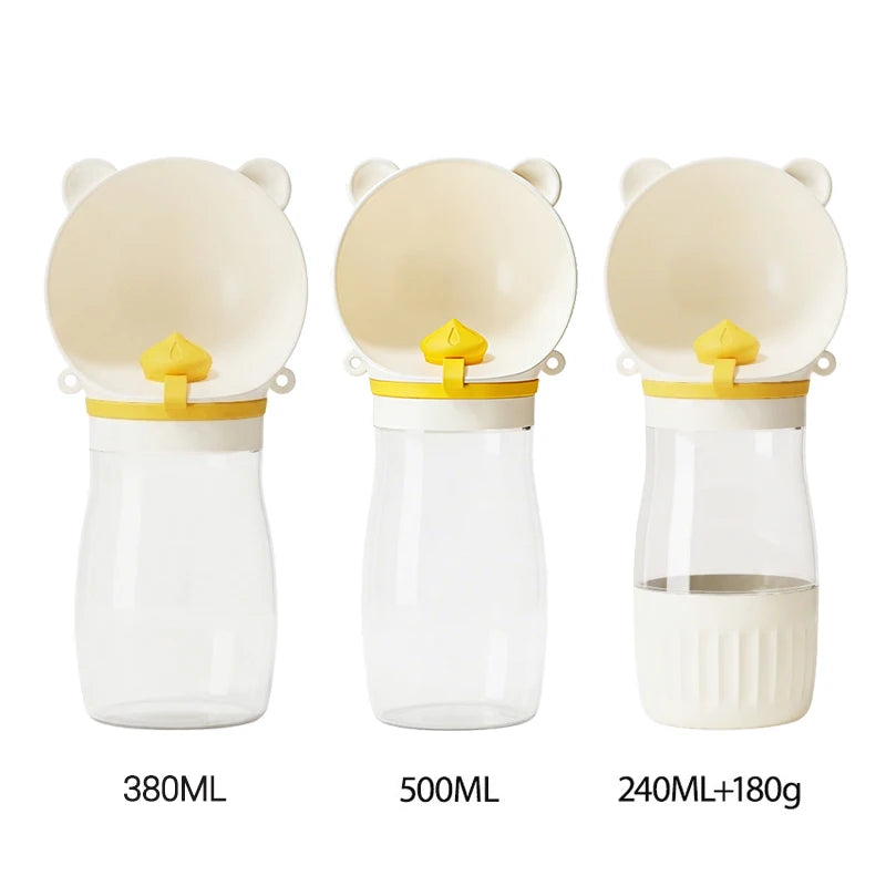 Botella de Agua Portátil para Perros con Correa para el Hombro, 2 en 1, Bebedero para Mascotas, Dispensador de Comida para Perros Pequeños y Grandes, Suministros para Yorkies