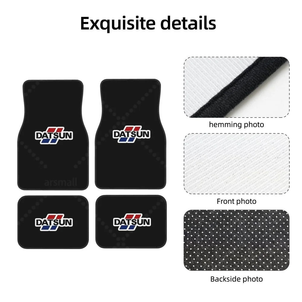 Datsun Alfombrillas de Coche Alfombras Antideslizantes Alfombras Delanteras y Traseras Alfombrillas de Coche Juego de 4 Piezas Accesorios de Decoración para Auto