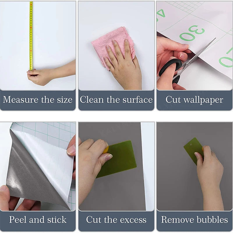 Papel tapiz impermeable de Color sólido, autoadhesivo para habitación, armario blanco y negro, pegatina de pared mate para muebles de cocina, ancho personalizable