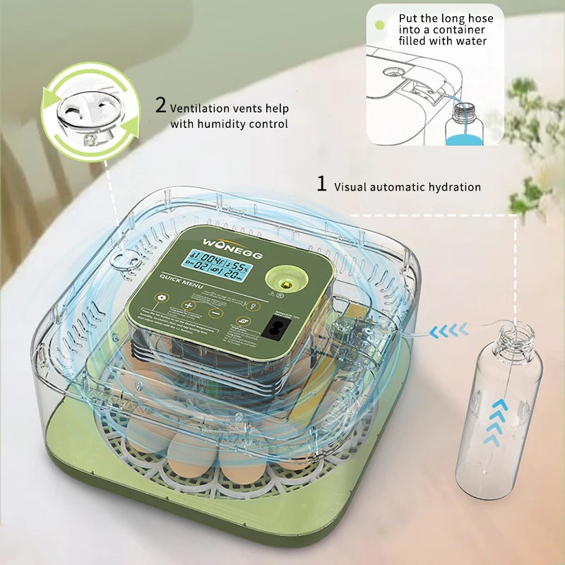 Nueva máquina incubadora de huevos de 12 polluelos, incubadora de huevos para huevos de codorniz, pollo de ganso, incubadora totalmente automática