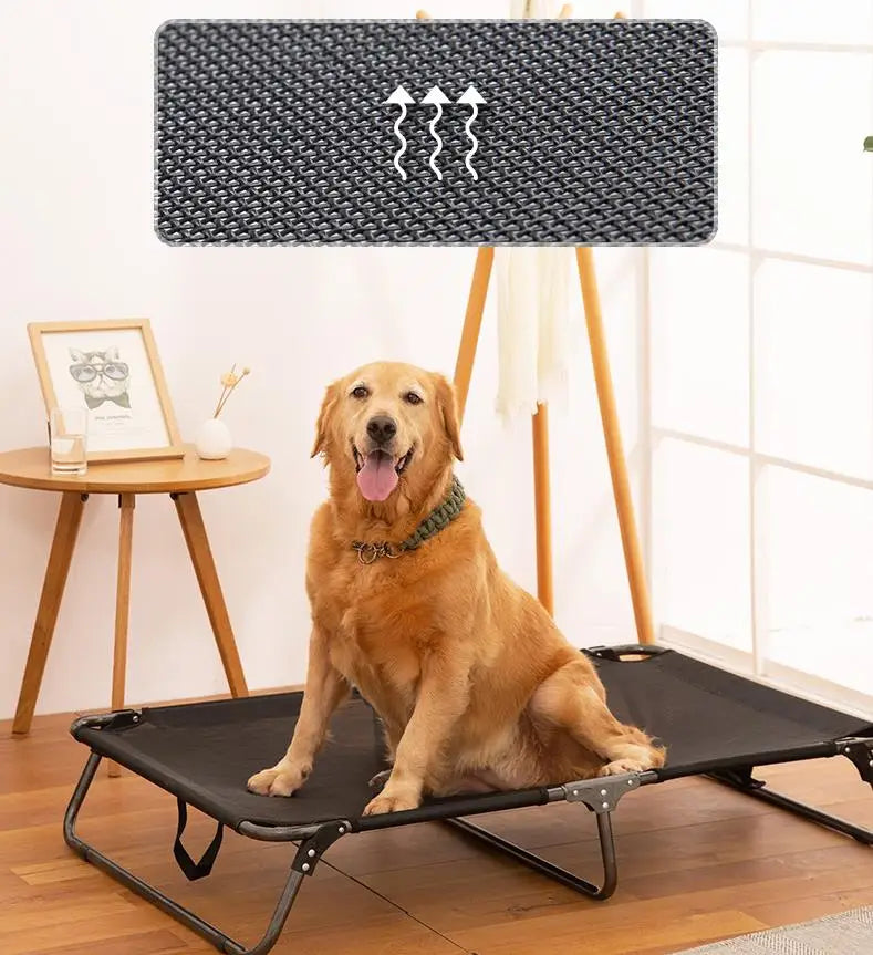 Cama antihumectante para perros, cama transpirable para perros grandes, plegable, para acampar y dormir, perrera colgante para el suelo