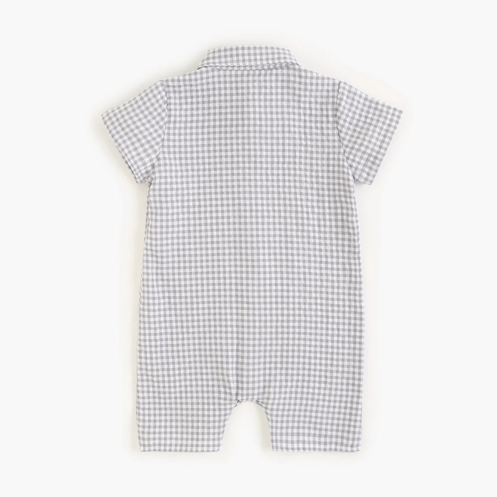Monos de Verano de Algodón para Bebés, Ropa de Bebé a Cuadros de Manga Corta