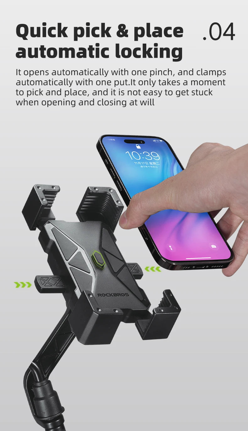 ROCKBROS Soporte para teléfono de bicicleta Monte liviano 4.5-7.2 pulgadas soporte para teléfono inteligente soporte de soporte de teléfonos accesorios para bicicletas