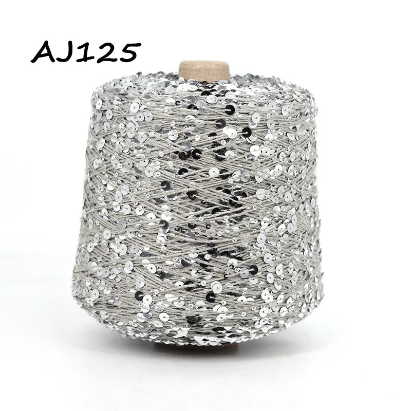 Cooamuu-Hilo de lentejuelas de algodón de lujo, hilo para tejer a mano, 500G/bobina, 3MM + 6MM, accesorios de lentejuelas