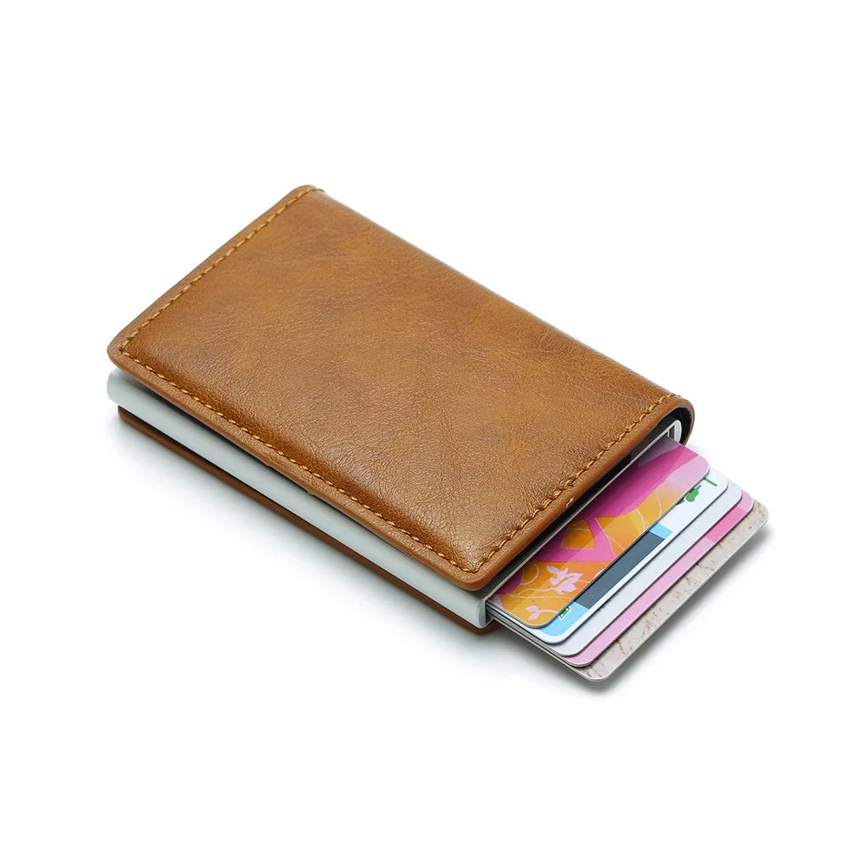 Cartera de aluminio Rfid para hombre, tarjeteros, monedero de fibra de carbono para hombre, cartera inteligente delgada de negocios, tarjetero de crédito, funda, soporte para notas