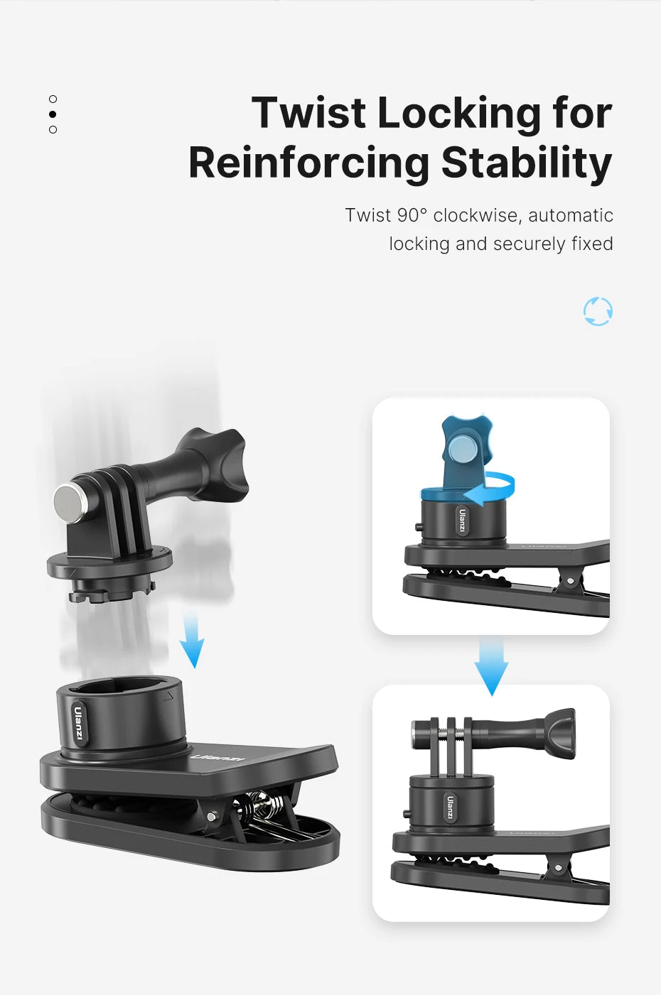 Ulanzi Go-Quick II Soporte magnético para correa de mochila de liberación rápida para Gopro para DJI OSMO para sistema QR de cámara de acción Insta360