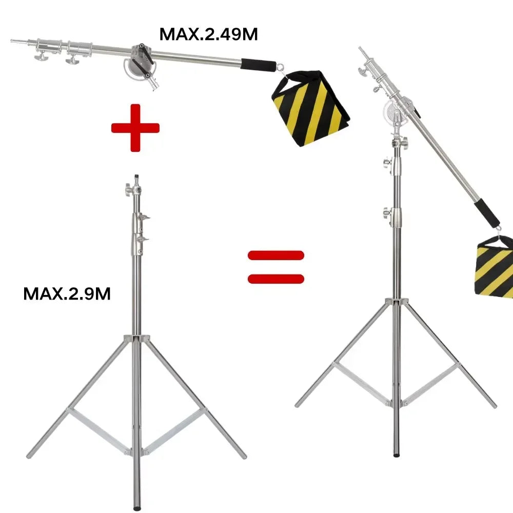 Trípode extensible SH de 190cm con tornillo y ruedas de 1/4, control remoto por Bluetooth para cámara DSLR, trípode de micrófono con luz de relleno para teléfono inteligente
