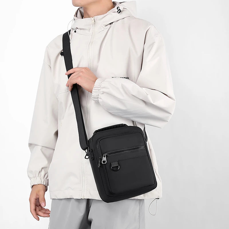 Bolso Bandolera de Lona de Alta Calidad para Hombre, Deportivo, Multibolsillos, con Compartimento para Teléfono, Casual de Negocios, Pequeño, con Cierre