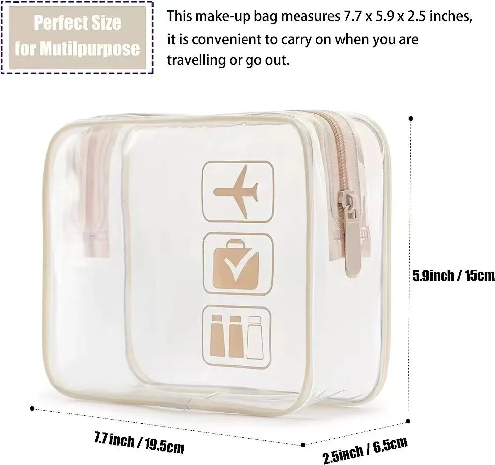 Bolsa organizadora de embalaje de viaje de PVC transparente para mujer, bolsa de viaje para cepillo de dientes, toalla, equipaje, bolsa de almacenamiento de artículos de tocador y cosméticos