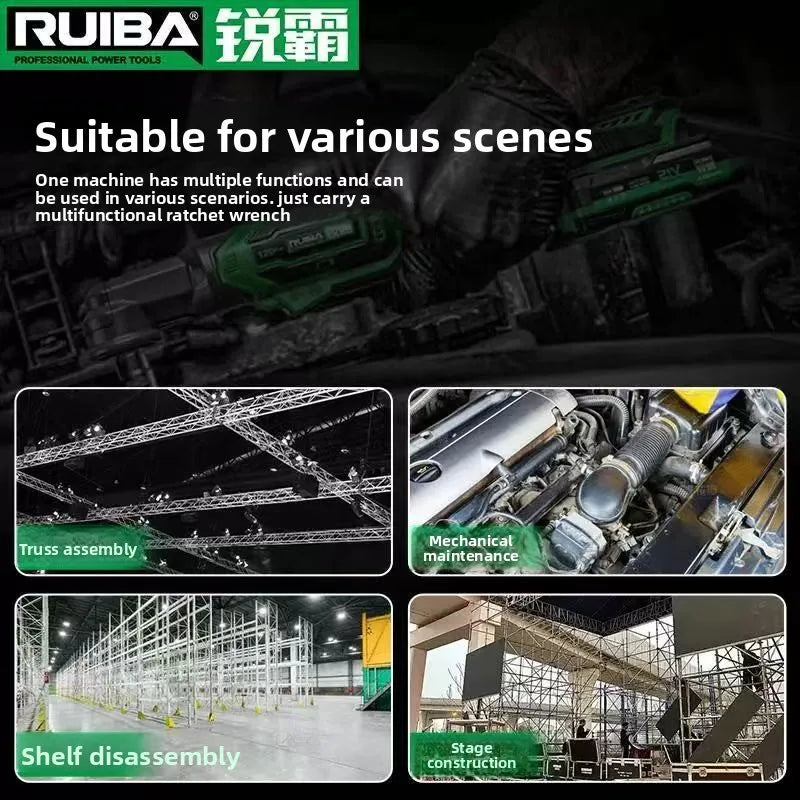 RUIBA-llave eléctrica inalámbrica sin escobillas, 3/8 pulgadas, 100NM, para batería Makita de 21V, destornillador, herramientas eléctricas, RB-JL100L