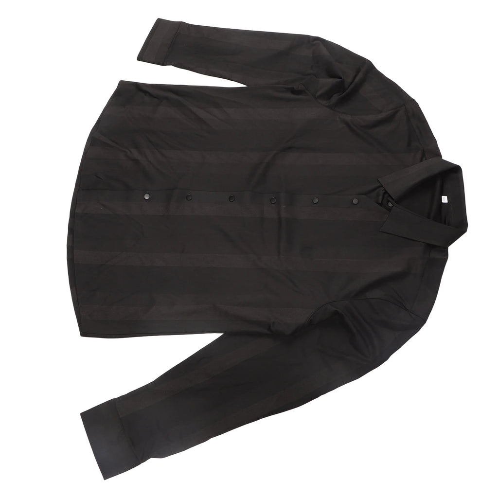 Camisa de manga larga de seda de hielo para hombre, camisa de manga larga para hombre, camisa de planchado sin rieles de alta flexibilidad, camisa de seda de hielo a rayas