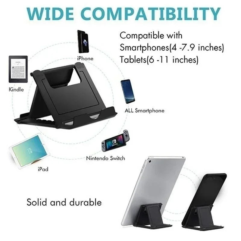 Soporte portátil de escritorio para teléfono móvil, Mini soporte de escritorio Universal, soporte ajustable para todos los teléfonos inteligentes, pantalla de tableta