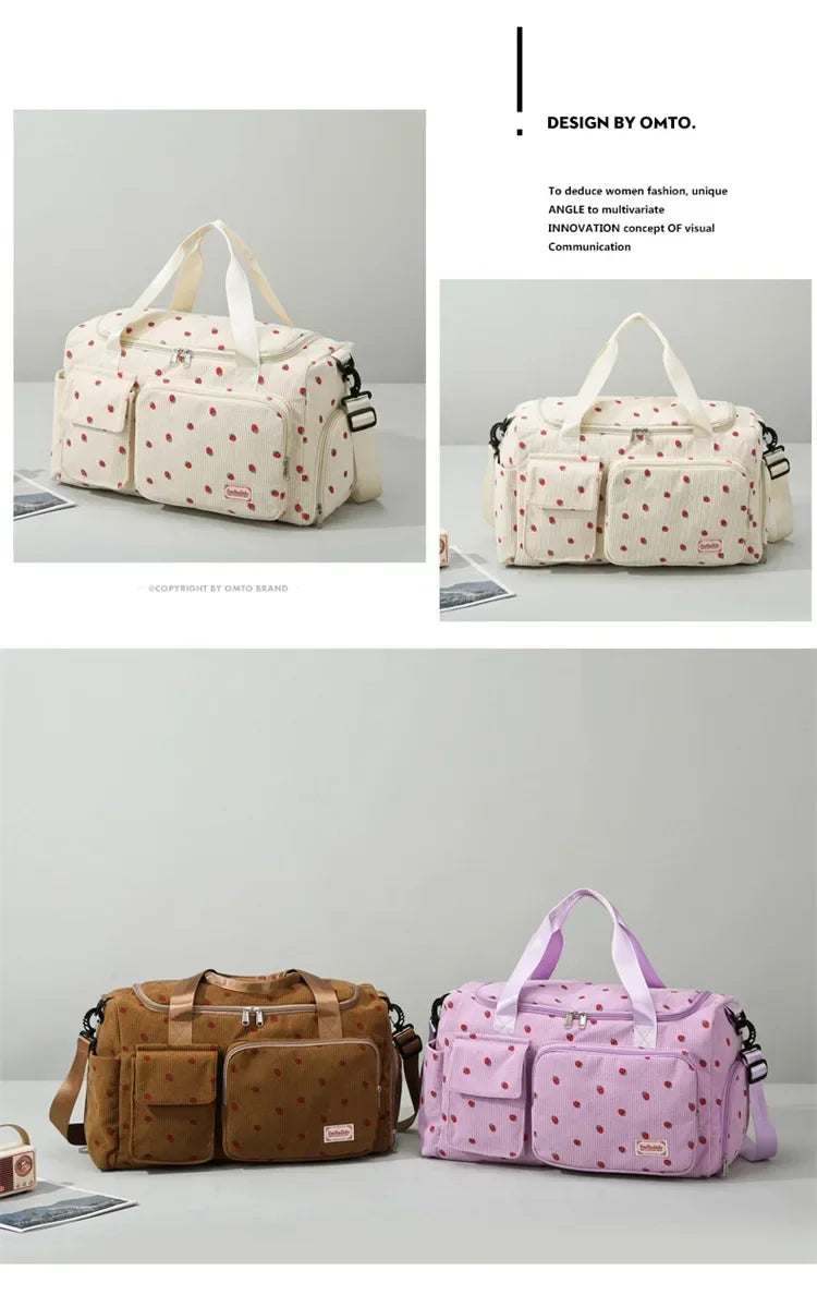 Bolsa de viaje de pana, bolsa de viaje de gran capacidad con compartimento para zapatos, bolsas deportivas para Fitness para mujer, bolsas de lona