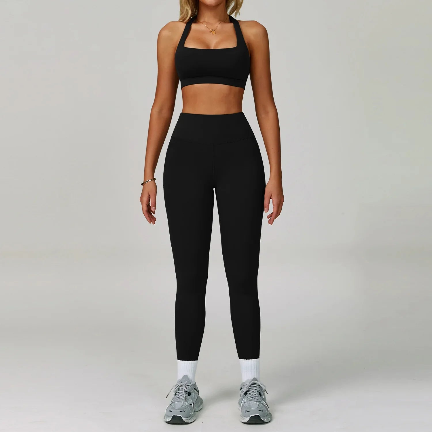 Conjuntos de 2 uds de chándal para mujer, ropa deportiva, conjuntos de Yoga, ropa deportiva, sujetador de entrenamiento, conjunto de mallas de cintura alta, ropa de gimnasio, trajes deportivos