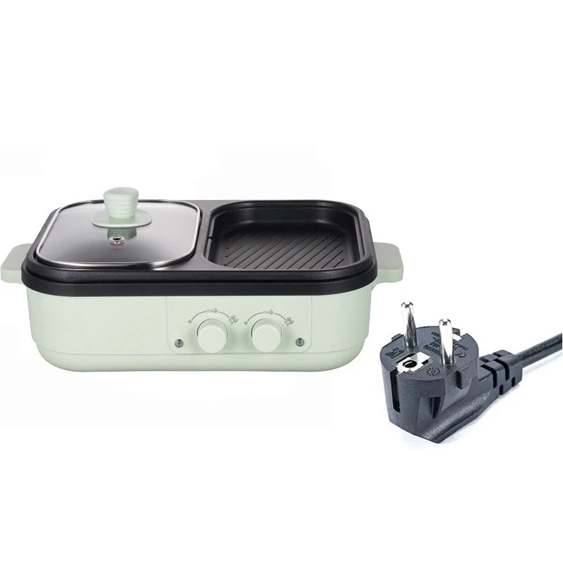 Olla y plancha Shabu antiadherente 2 en 1, ollas múltiples para barbacoa, olla Shabu Shabu con parrilla, filetes, Ramen y fideos, olla de Cocina eléctrica