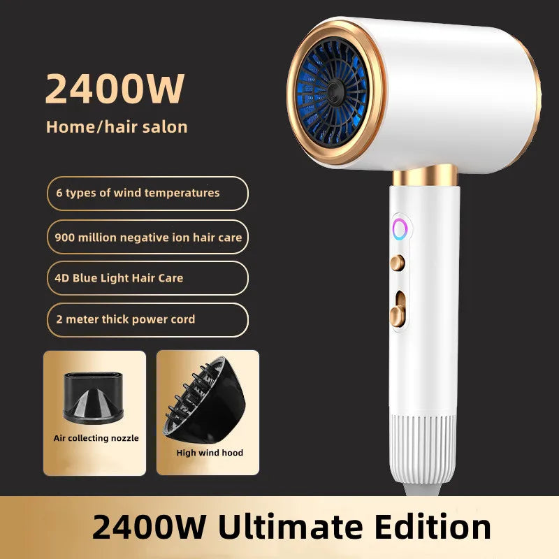 Secador de pelo de alta velocidad, venta directa del fabricante, 2400w, iones negativos de alta potencia, luz azul, cuidado del cabello, peluquería en casa, Drye