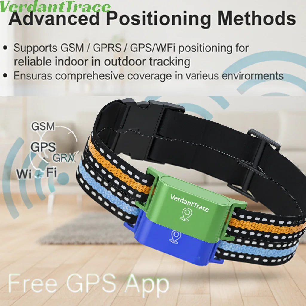 Rastreador de Mascotas VerdantTrace para Teléfonos Android e iOS, GPS 4G, Collar con Rastreador para Gatos y Perros, Rastreo en Tiempo Real, Localizador Antipérdida, Sin Suscripción