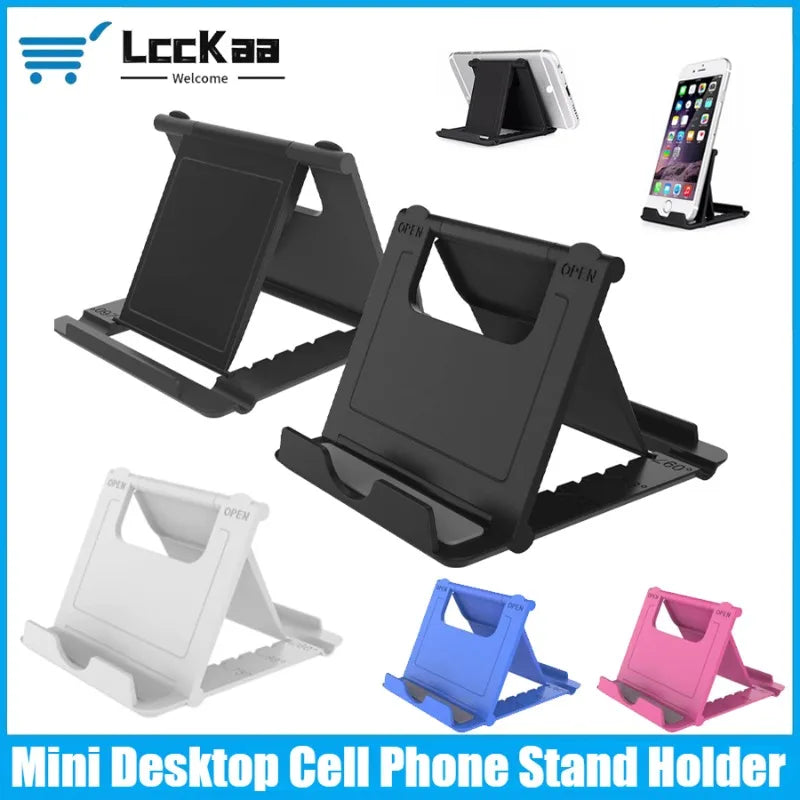 Soporte portátil de escritorio para teléfono móvil, Mini soporte de escritorio Universal, soporte ajustable para todos los teléfonos inteligentes, pantalla de tableta