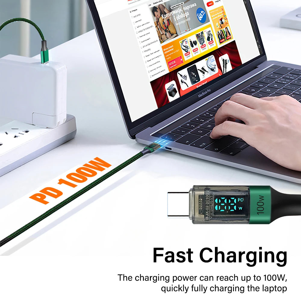 PD 100W USB tipo C a C Cable para iPhone 15 16 Macbook iPad Samsung S24 S25 cargador de datos 0,5 m 1m 2m Cable de nailon USBC carga rápida