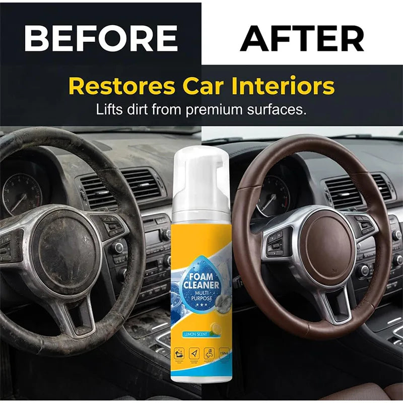 Limpiador de Espuma Multienzimático 4 en 1 para Interiores de Auto, Cuero, Plástico, Tela, Agente de Limpieza sin Espuma para Cocina, Baño y Sofá
