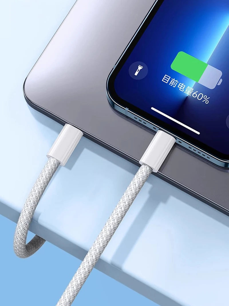 Cable de Carga Rápida USB-C a C de 60W PD para Apple iPhone 16 17E 17 Pro Max 15 Plus, Cable de Carga Rápida Tipo C con Trenzado de Nailon de 2m