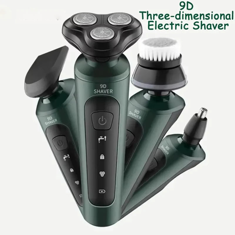 Afeitadoras eléctricas para hombres, resistente al agua, uso en seco y húmedo, recortador eléctrico, afeitadoras rotativas con batería recargable, máquina de afeitar