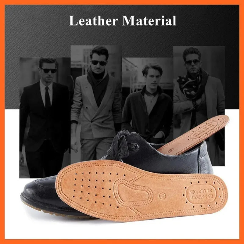 Plantillas de zapatos desodorantes cómodas para hombre, plantilla de cuero para zapatos informales, cojín de suela de soporte para pies de calidad