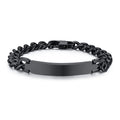 Pulsera de acero inoxidable con identificación de cadena para hombre, brazalete personalizado de Color plateado, barra personalizada con nombres, iniciales, fecha, joyería masculina