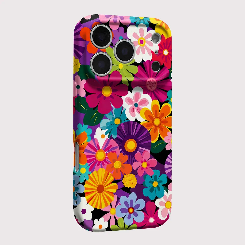 Funda para Teléfono iPhone 17 16 15 14 13 12 11 Pro Max Air 16e 7 8 Plus XS Max X XR, Carcasa Rígida de PC con Diseño Floral Retro Colorido