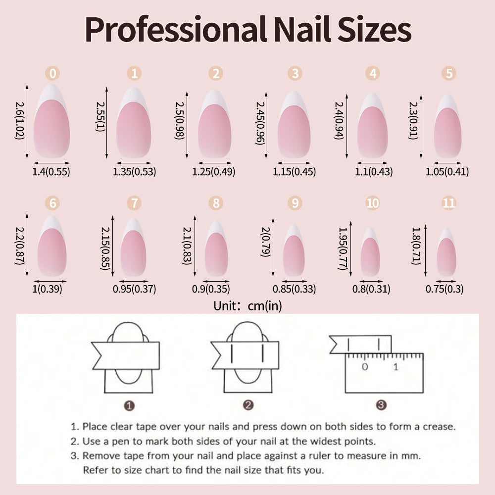 120 Uñas Acrílicas Francesas Cuadradas Medianas y Largas, Uñas Postizas Francesas de Cobertura Completa para Mujer, Uñas Postizas de Diferentes Tamaños