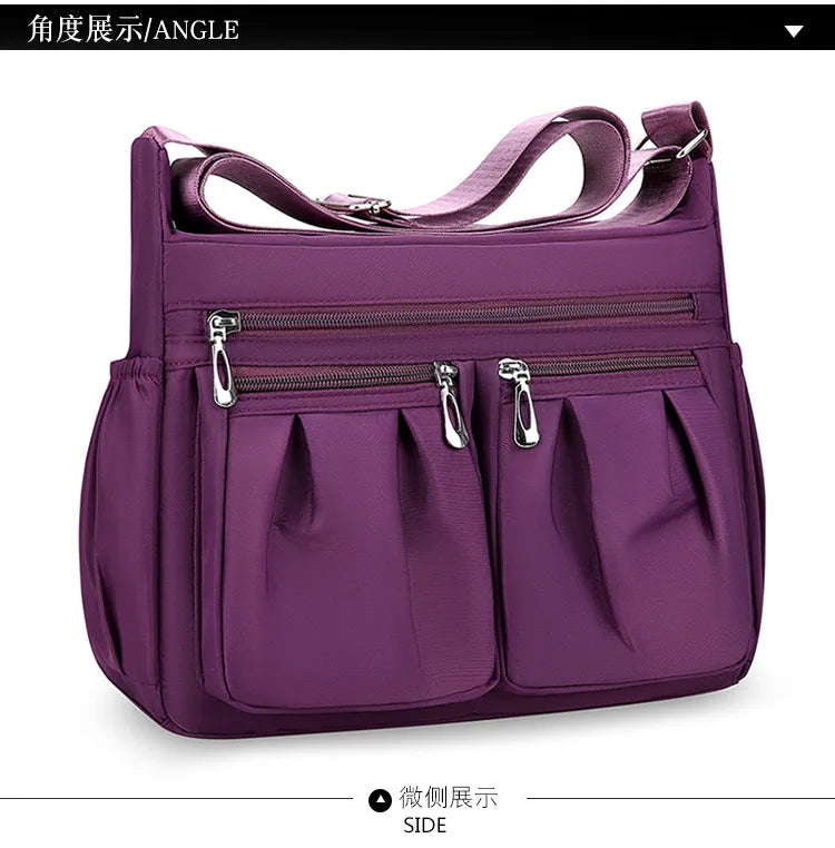Bolso cruzado de nailon para mujer, bolso de hombro de gran capacidad, bolso femenino con múltiples bolsillos, bolso de compras de viaje para mujer, bolso de ocio