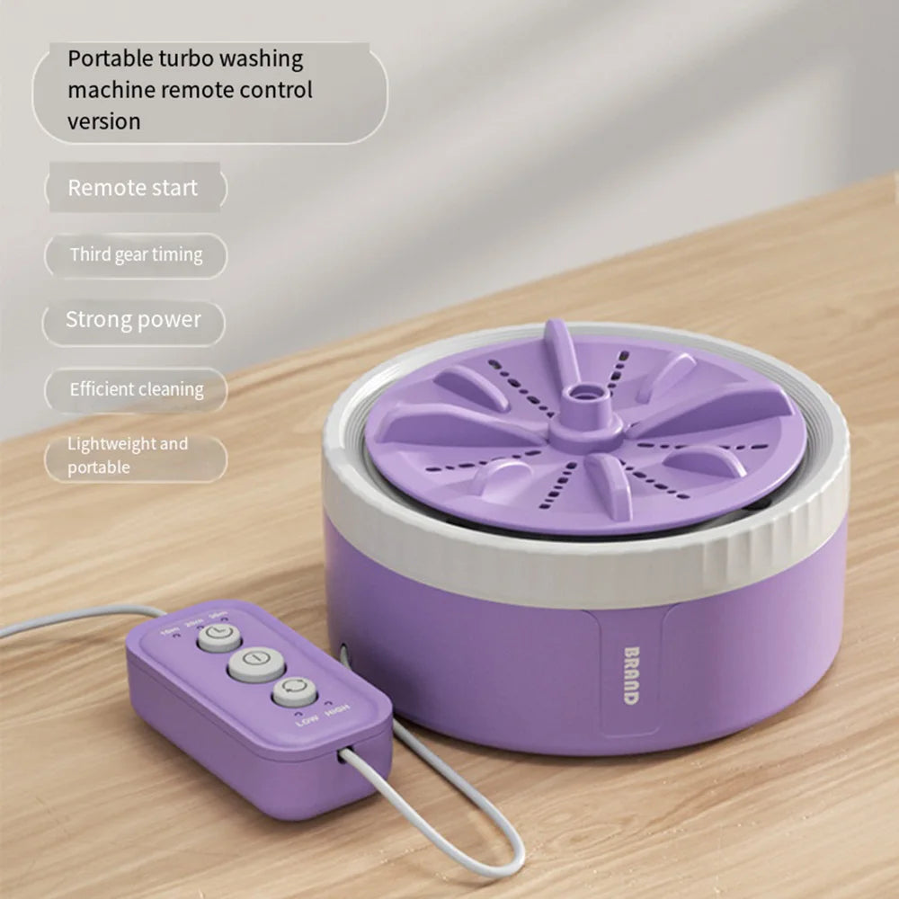 Mini lavadora portátil con control remoto para el hogar, máquina de lavado con USB, giratorio, Turbo Fruit, ultrasónico, para ropa, cocina, viaje