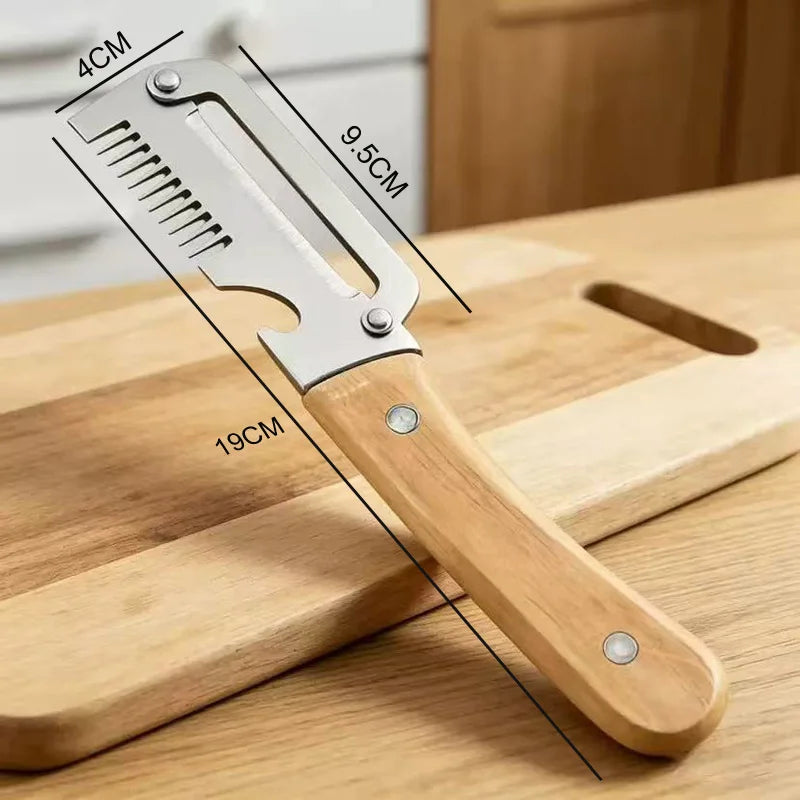 Nuevo Cuchillo Pelador Ergonómico 2026 con Mango de Madera, Pelador de Verduras de Acero Inoxidable con Mango de Madera, Pelador 2 en 1 para Frutas y Patatas