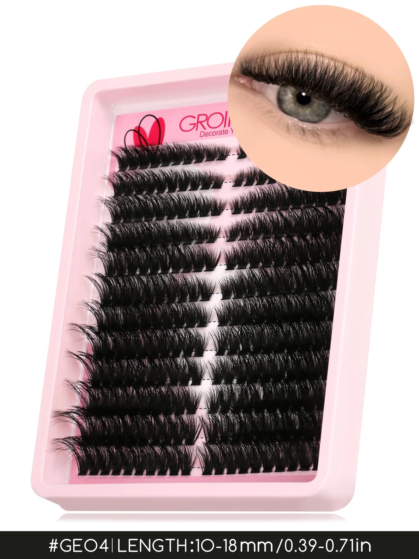 GROINNEYA grupos de pestañas pestañas de gato extensiones de pestañas individuales tenues volumen grupos esponjosos pestañas DIY maquillaje de pestañas